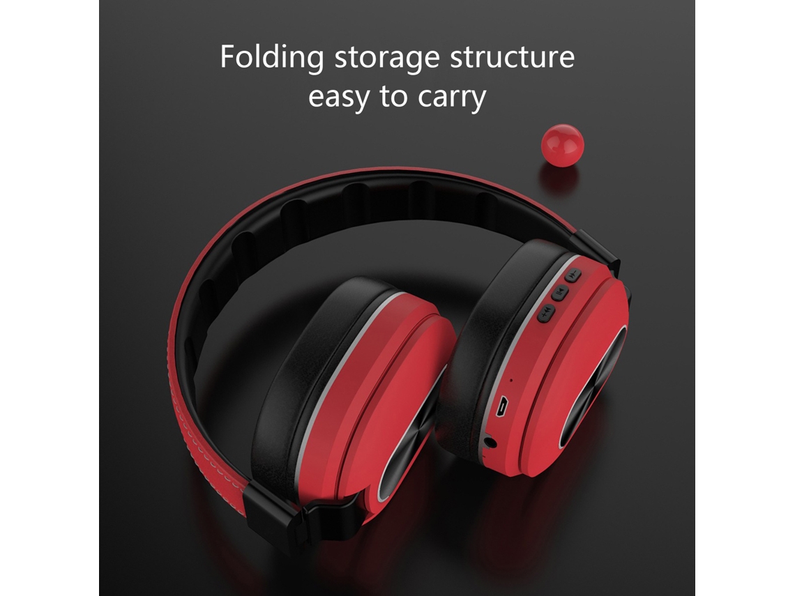 Auriculares Bluetooth Sem Fio Jogo Correndo Cartão Música Computador Celular  Vermelho